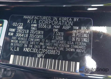 2023 Kia Ev6 Wind z USA, uszkodzony, nr VIN KNDC3DLC2P5118873